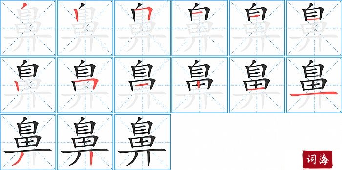 鼻字怎么写图解